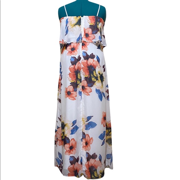 City Triangles White Colorful Floral Maxi Dress Size XL - Picture 3 of 6